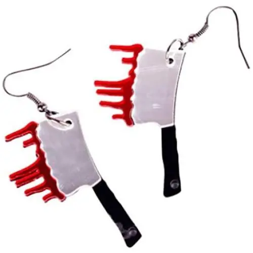 CutieJewelry Axe Halloween Knife Butcher Jewelry Bloody Blood Dangle Earrings