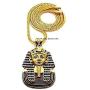 Shiny Jewelers USA Mens Egyptian King TUT Pharaoh Pendant Gold OR Silver 4MM 36'' Franco Chain Fashion Necklace