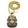 Shiny Jewelers USA Mens Egyptian King TUT Pharaoh Pendant Gold OR Silver 4MM 36'' Franco Chain Fashion Necklace
