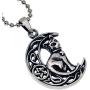 OhDeal4U Cat Jewelry Celtic Crescent Moon Star Pentacle Pentagram Magic Wiccan Wicca Pagan Witch Protection Amulet Mens Womens Pewter Pendant Charm Necklace for Men Women Girls Silver Ball Chain