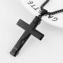 HZMAN Religion Cross Lords Prayer Stainless Steel Pendant Necklace Rolo Cable Wheat Chain