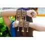 Aheli Indian Traditional Velvet Bangle Set with Hangings Chudha Set Wedding Wear Fashion Jewelry for Women