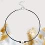 MJartoria Girls Black PU Leather Cord Faux Pearl Choker Necklace