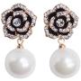 Designer imitation pearl camellia charm dangle earrings for women