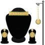Aheli Indian Wedding Wear Polki Stone Beaded Choker Necklace with Maang Tikka Set Ethnic Fashion Jewelry for Women