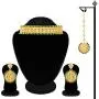 Aheli Indian Wedding Wear Polki Stone Beaded Choker Necklace with Maang Tikka Set Ethnic Fashion Jewelry for Women