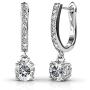 Cate & Chloe McKenzie 18k White Gold Dangling Earrings with Swarovski Crystals, Solitaire Crystal Dangle Earrings, Best Silver Drop Earrings for Women, Channel Set Drop Horseshoe