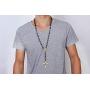 Christian Catholic Black Silver Stainless Steel Beads Crucifix Religious Long Rosary Necklace