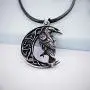 HAQUIL Raven Necklace - Viking Celtic Wiccan Crow Raven Pendant - PU Leather Cord HAQUIL Raven Necklace - Viking Celtic Wiccan Crow Raven Pendant - PU Leather Cord