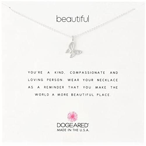 Dogeared Reminders- ''Beautiful'' Sterling Silver Butterfly Charm Necklace, 16''+2'' Extender