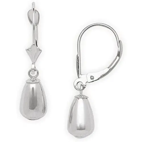 Jewelryweb Solid 14k Yellow or White Gold Polished Tear-Drop Leverback Earrings for women and girls Jewelryweb Solid 14k Yellow or White Gold Polished Tear-Drop Leverback Earrings for women and girls