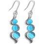 Fashion Beaded Earrings Resin Stone Blue Moonstone Dangle Long Jewelry Charm Silver Color Twist Hook Earring For Women