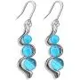 Fashion Beaded Earrings Resin Stone Blue Moonstone Dangle Long Jewelry Charm Silver Color Twist Hook Earring For Women