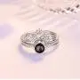 Ailiessy I Love You 100 Languages Love Heart Open Rings Light Projection Rhinestone Queen Crown Rings Statement for Women Girls Trendy Christmas Jewelry Gifts