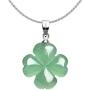 iSTONE Four Leaf Clover Pendant Necklace Green Aventurine Gemstone Pendant Necklace 18'' (Green Aventurine)
