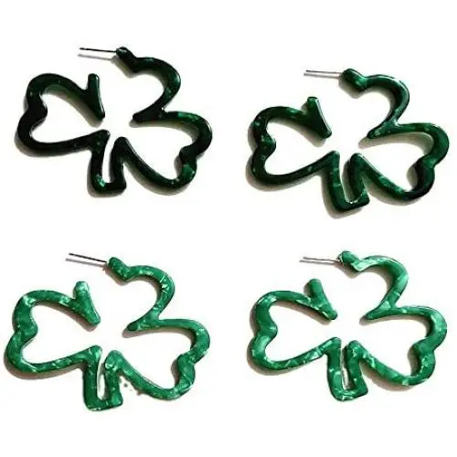 2 Pairs St.Patricks Day Green Shamrock Earrings 3 Leaf Clover Dangle Earrings Acrylic Irish Clover Hoop Earrings Lucky Green Shamrock Statement Dangles Earrings Set 2 Pairs St.Patricks Day Green Shamrock Earrings 3 Leaf Clover Dangle Earrings Acrylic Irish Clover Hoop Earrings Lucky Green Shamrock Statement Dangles Earrings Set