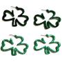 2 Pairs St.Patricks Day Green Shamrock Earrings 3 Leaf Clover Dangle Earrings Acrylic Irish Clover Hoop Earrings Lucky Green Shamrock Statement Dangles Earrings Set