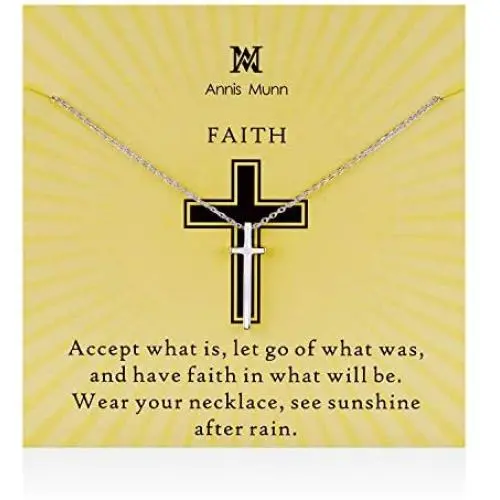 Annis Munn 925 Sterling Silver Sidecross Necklace Faith Hope Pendant Necklace Jewelry for Women Lady and Girls Annis Munn 925 Sterling Silver Sidecross Necklace Faith Hope Pendant Necklace Jewelry for Women Lady and Girls