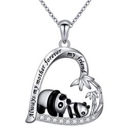 S925 Sterling Silver Cute Animal Panda Pendant Necklace for Women Teen Girls Penda Lover Gifts