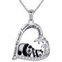 S925 Sterling Silver Cute Animal Panda Pendant Necklace for Women Teen Girls Penda Lover Gifts