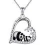 S925 Sterling Silver Cute Animal Panda Pendant Necklace for Women Teen Girls Penda Lover Gifts