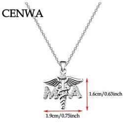 CENWA MA Medical Assistant Gift MA Caduceus Angel Necklace Medical Graduation Gift MA Student Gift