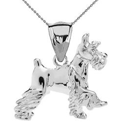 Solid Sterling Silver Schnauzer Charm Pendant Necklace