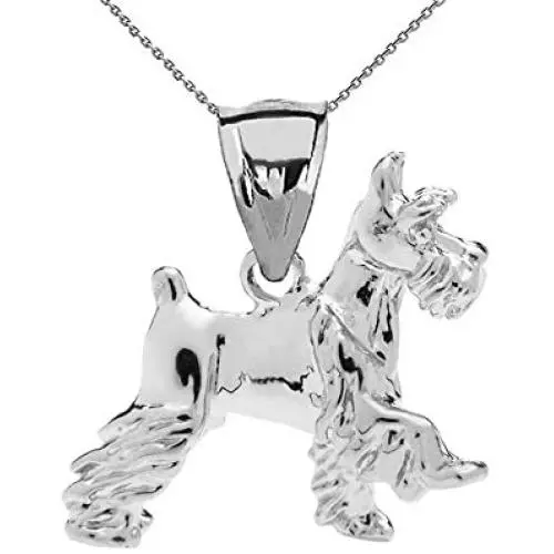Solid Sterling Silver Schnauzer Charm Pendant Necklace Solid Sterling Silver Schnauzer Charm Pendant Necklace