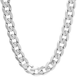 Verona Jewelers Italian 925 Solid Sterling Silver Mens Necklace,7.5MM 8MM 11MM 15MM Curb Cuban Chain Necklace for Men- Solid Heavy Link, Thick Link Chain Necklace, 20, 22, 24, 30,