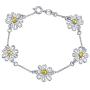 Simple Two Toned Flowers Station Charm Daisy Bracelet For Women For Teen 14K Gold Plated 925 Sterling Silver