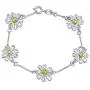 Simple Two Toned Flowers Station Charm Daisy Bracelet For Women For Teen 14K Gold Plated 925 Sterling Silver