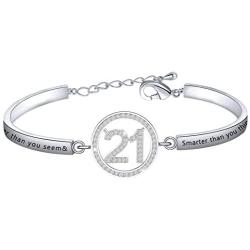 FUSTMW Birthday Gifts 21st Bracelet Adjustable 21 Year Old Gifts Happy 21st Birthday Jewelry Gifts Birthday Inspirational Gifts for Women Girls