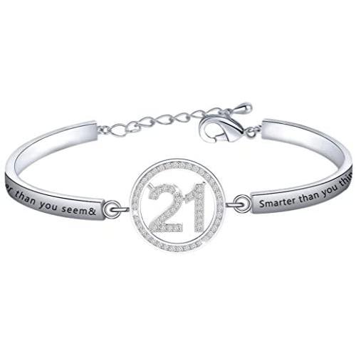 FUSTMW Birthday Gifts 21st Bracelet Adjustable 21 Year Old Gifts Happy 21st Birthday Jewelry Gifts Birthday Inspirational Gifts for Women Girls