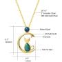 Agvana 18K Solid Yellow Gold Diamond Real Genuine Natural Fire Opal Cat and Moon Dainty Pendant Necklace Elegant Fine Jewelry Anniversary Birthday Christmas Gifts for Women Mom Grandma Wife, 16+2