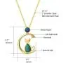 Agvana 18K Solid Yellow Gold Diamond Real Genuine Natural Fire Opal Cat and Moon Dainty Pendant Necklace Elegant Fine Jewelry Anniversary Birthday Christmas Gifts for Women Mom Grandma Wife, 16+2
