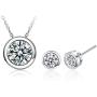 Vadugas AAA Zircons Pendant Silver Necklace and Studs Jewelry Sets - Antiallergic