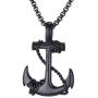 MOO&LEE Mens Stainless Steel Nautical Anchor Necklace Vintage Navy Mooring Rope Anchor Pendant with 24 Inches Link Chain