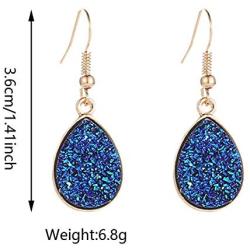 4 pairs Sparkle Crystal Druzy Earrings For Women Jewelry Handmade Water drop Hanging Drop Earring Teardrop Long Earrings Jewelry