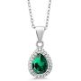 Gem Stone King Sterling Silver Pear Shape Green Nano Emerald Pendant Earrings Set 6.50 cttw with 18 Inch Silver Chain
