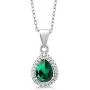 Gem Stone King Sterling Silver Pear Shape Green Nano Emerald Pendant Earrings Set 6.50 cttw with 18 Inch Silver Chain Gem Stone King Sterling Silver Pear Shape Green Nano Emerald Pendant Earrings Set 6.50 cttw with 18 Inch Silver Chain
