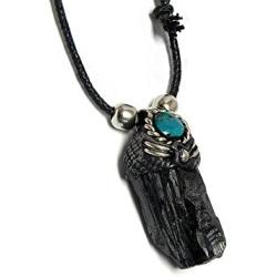 Mia Jewel Shop Natural Raw Rough Healing Gemstone Pendant Round Chrysocolla Stone Adjustable Necklace