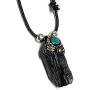 Mia Jewel Shop Natural Raw Rough Healing Gemstone Pendant Round Chrysocolla Stone Adjustable Necklace