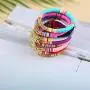 The Woos 10Pcs Colorful Polymer Clay Bracelets Handmade Rainbow Disc Bead Elastic Rope Stretch Bracelets Boho Beaded Bracelet Set Summer Beach Surf Stackable Jewelry for Women Girl