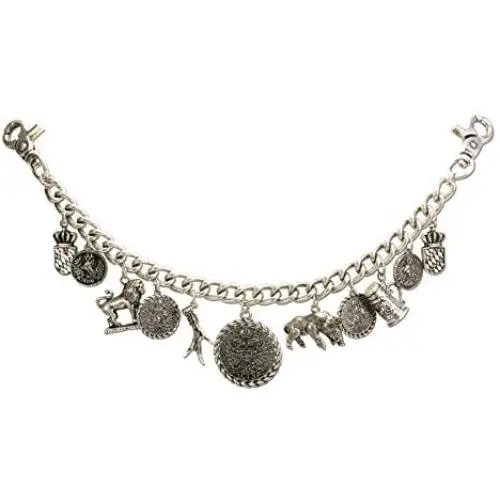Alpenflüstern Bavarian Charivari Trophy Pendants (Antique Silver Coloured) - Traditional German Men Lederhose Jewelry