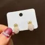 ANDPAI Unique Handmade Classic Imitation Pearl Pineapple Stud Earrings Pearl Fruit Dangle Drop Earrings for Women Lovely Female Fashion Statement Earrings Jewelry