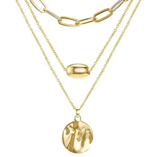CLASSYZINT Gold Layered Necklaces for Women, 3 Layer Paperclip Chain Choker Coin Pendant Necklace Gold Jewelry Necklace Sets for Women CLASSYZINT Gold Layered Necklaces for Women, 3 Layer Paperclip Chain Choker Coin Pendant Necklace Gold Jewelry Necklace Sets for Women