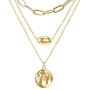 CLASSYZINT Gold Layered Necklaces for Women, 3 Layer Paperclip Chain Choker Coin Pendant Necklace Gold Jewelry Necklace Sets for Women