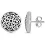 LeCalla Sterling Silver Jewelry Light Weight Antique Round Large Filigree Cut Stud Earring for Women LeCalla Sterling Silver Jewelry Light Weight Antique Round Large Filigree Cut Stud Earring for Women
