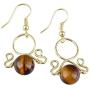 Nupuyai Round Stone Bead Dangle Earrings Healing Crystal Hook Earrings Wire Wrapped Handmade Jewelry for Women