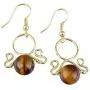 Nupuyai Round Stone Bead Dangle Earrings Healing Crystal Hook Earrings Wire Wrapped Handmade Jewelry for Women